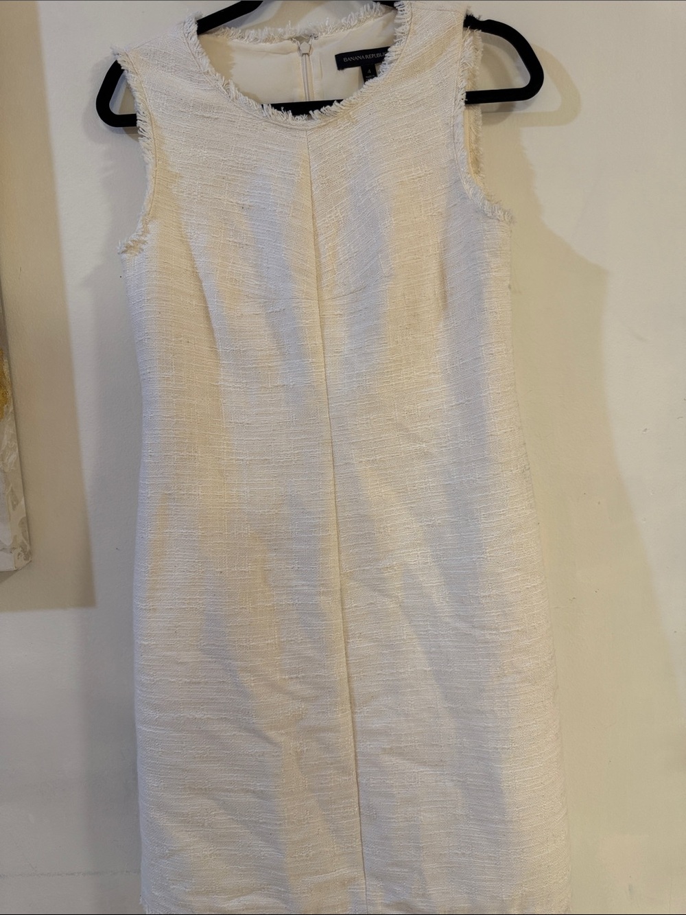 Banana Republic Cream Textured Sleeveless Shift Dress